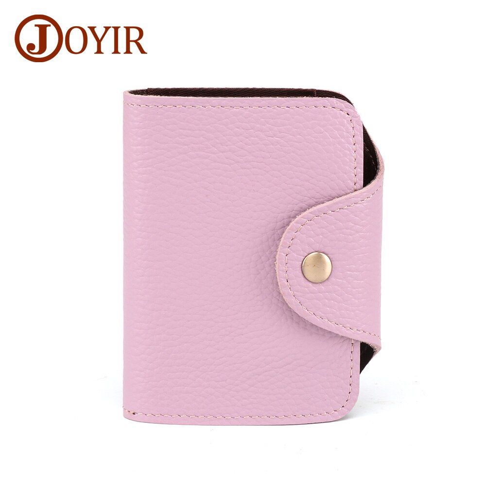 JOYIR Echtem Leder Rindsleder Kreditkarte Halter Männer Frauen Rfid Brieftasche Business 12 Bits Karte Fall Geldbörse Unisex Karte Id halter: Light purple