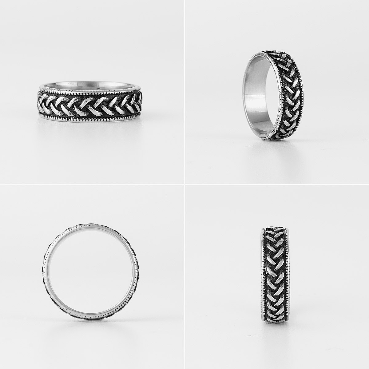 Celtic Knot Viking Symbols Weave Stainless Steel Mens Women Rings Simple Trendy for Boyfriend Jewelry Creativity