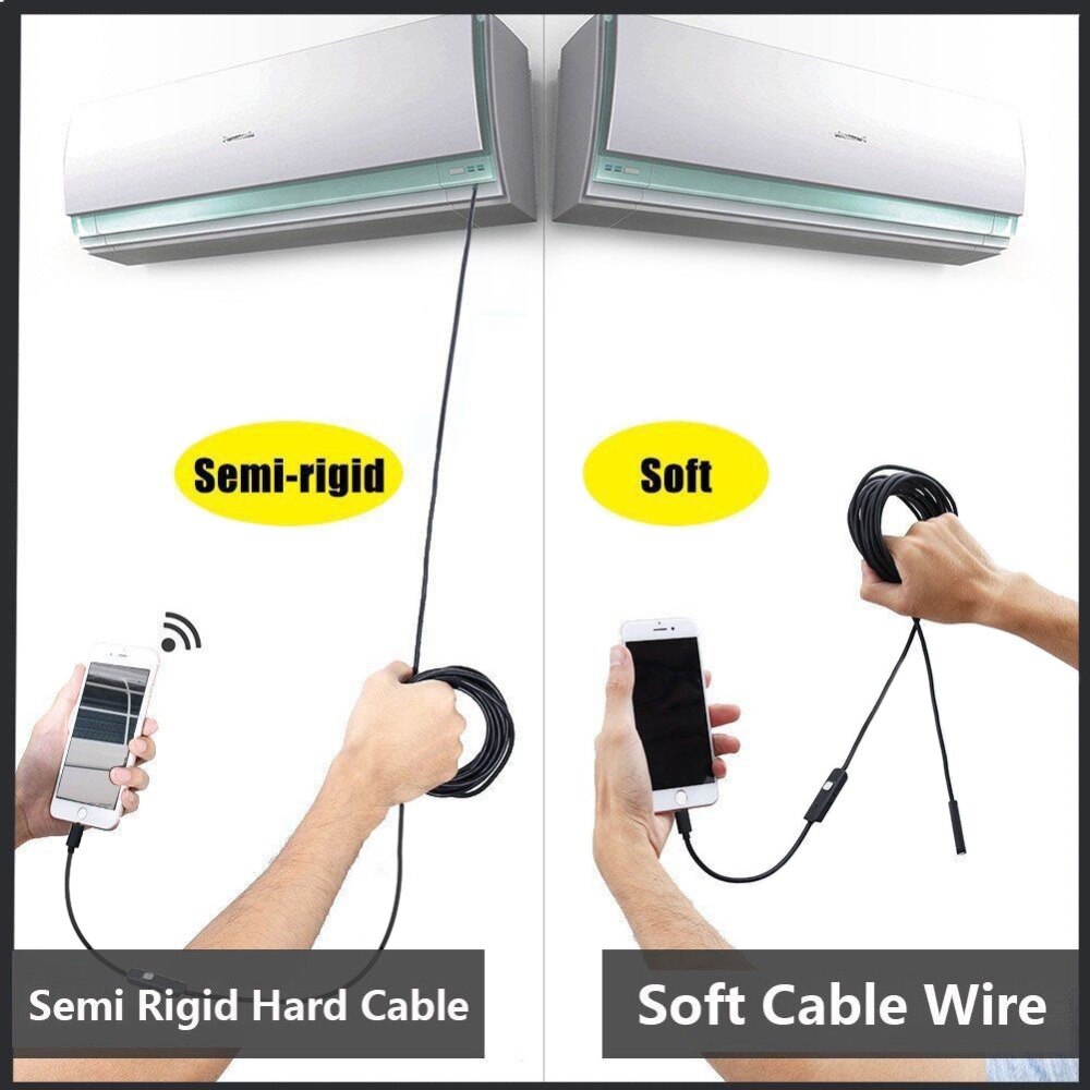 5M/10M WIFI Endoscope Camera 8mm Lens 2MP 720P Snake USB Flexible Hard Wire Android IOS PC 8LED Inspection Endoscope Camera