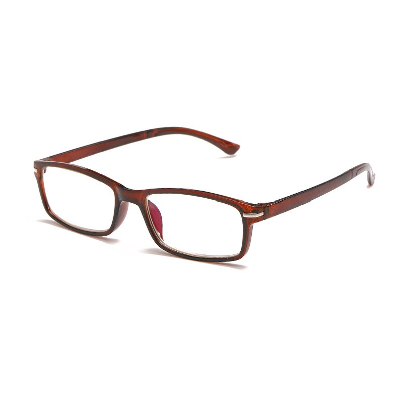 Lunettes de lecture TR90 pour hommes et femmes, ultralégères, rétro, verres clairs, presbytes, + 1.5 2.0 3.0 4.0: +100 / Brown
