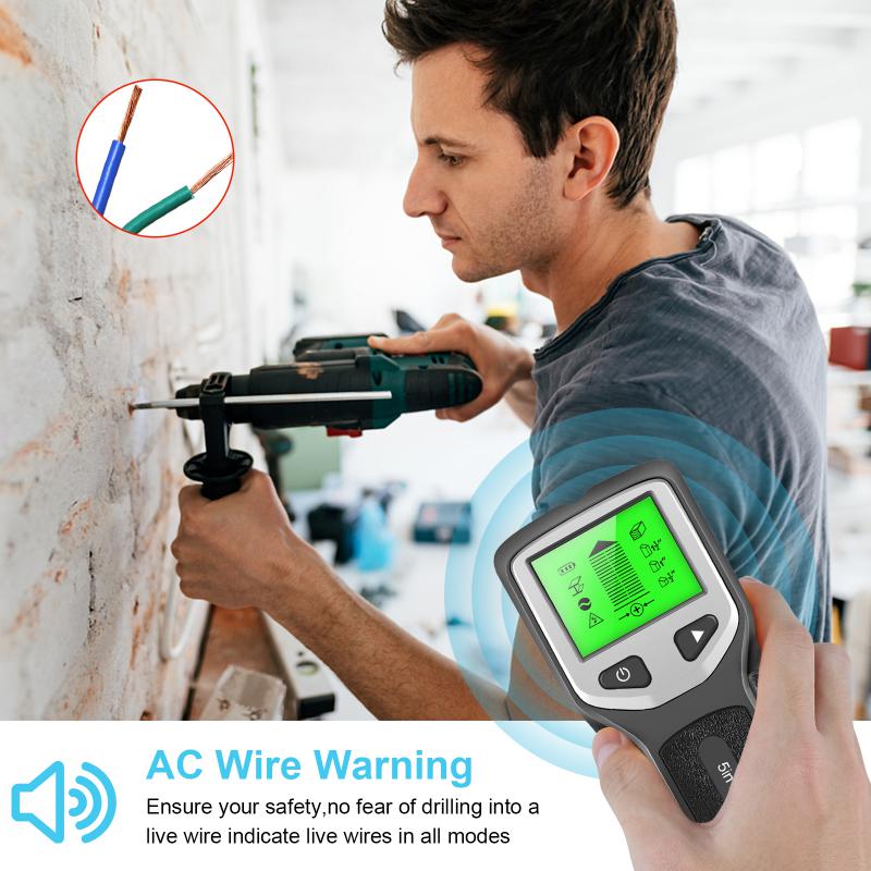 5 IN 1 Digital Metal Detector Profession Wall Scanner Conceal Wiring Detector AC Wood Wall Stud Finder Wall Cable Search Testers