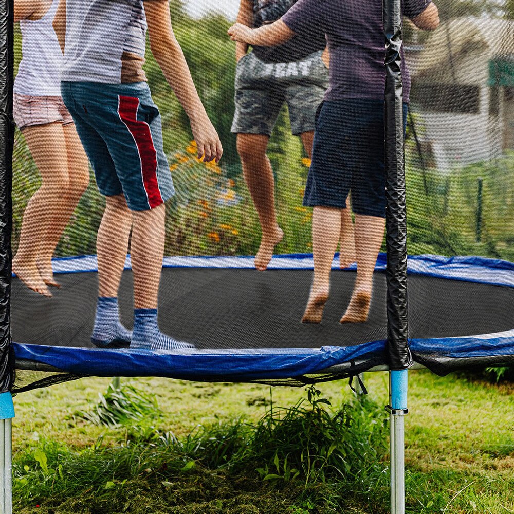 1pc vejrbestandig rund trampolin udskiftning pad sort hoppeklud med kroge (sort)