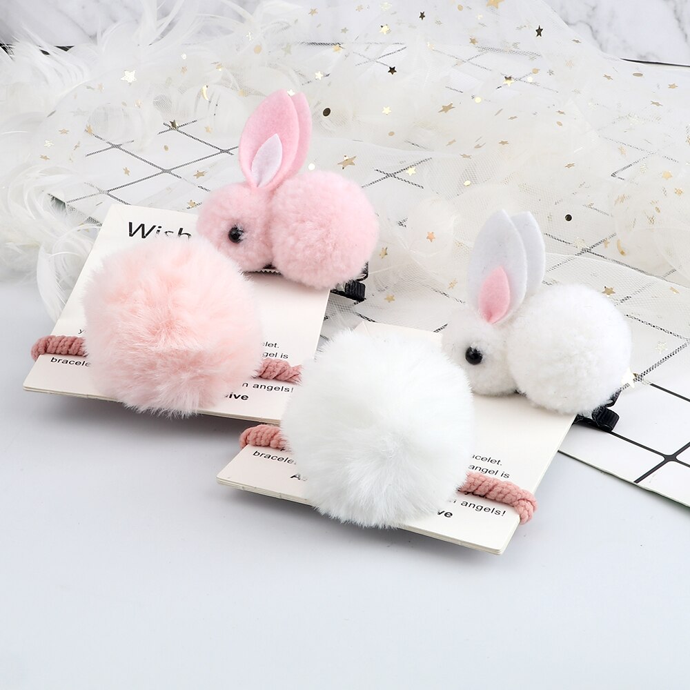 Bandes de cheveux en peluche lapin doux, accessoires, attache élastique, attache pour cheveux, Clip pour cheveux, pour femmes et filles