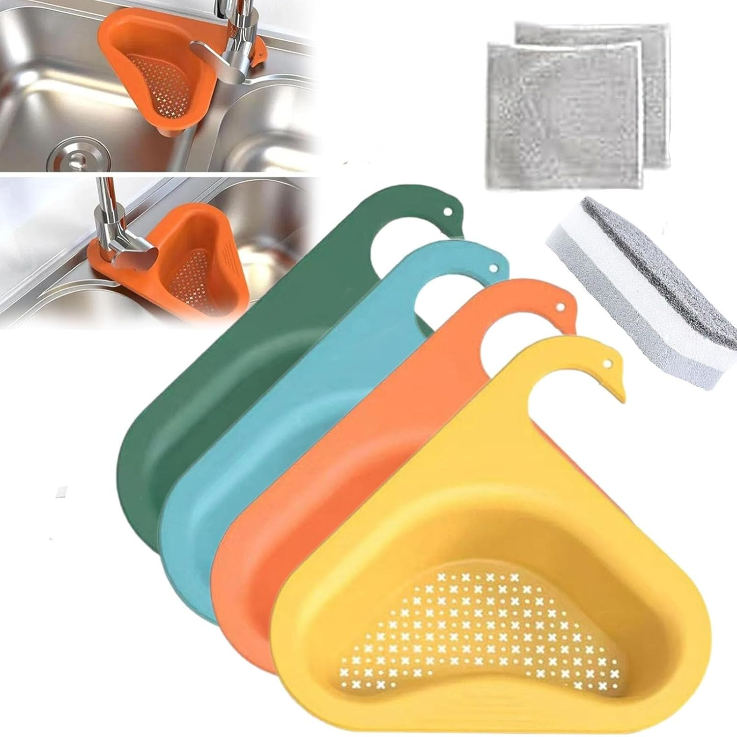 itchen Sink Drain Basket, Hanging Faucet Filter Basket, Convenient Multifunctional Kitchen Sink Basket: green