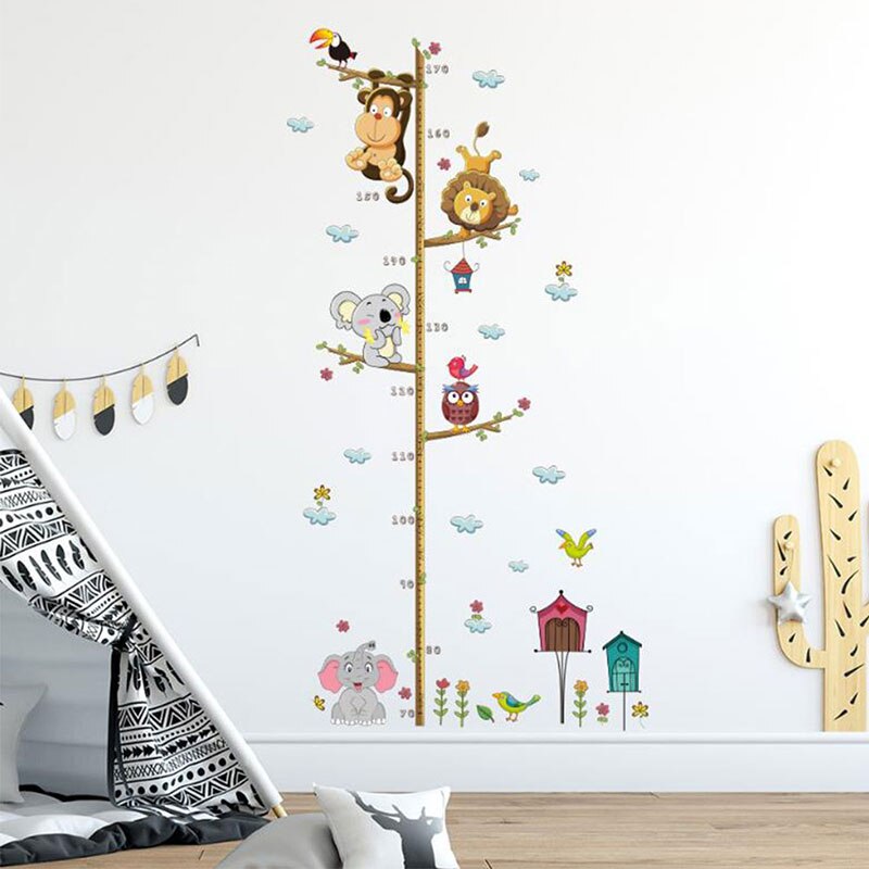 1PC Funny Cartoon Animal Music Child Growth Height Ruler Wall Sticker For Kids Room Bedroom Height Meter Stickers Room Decor: F
