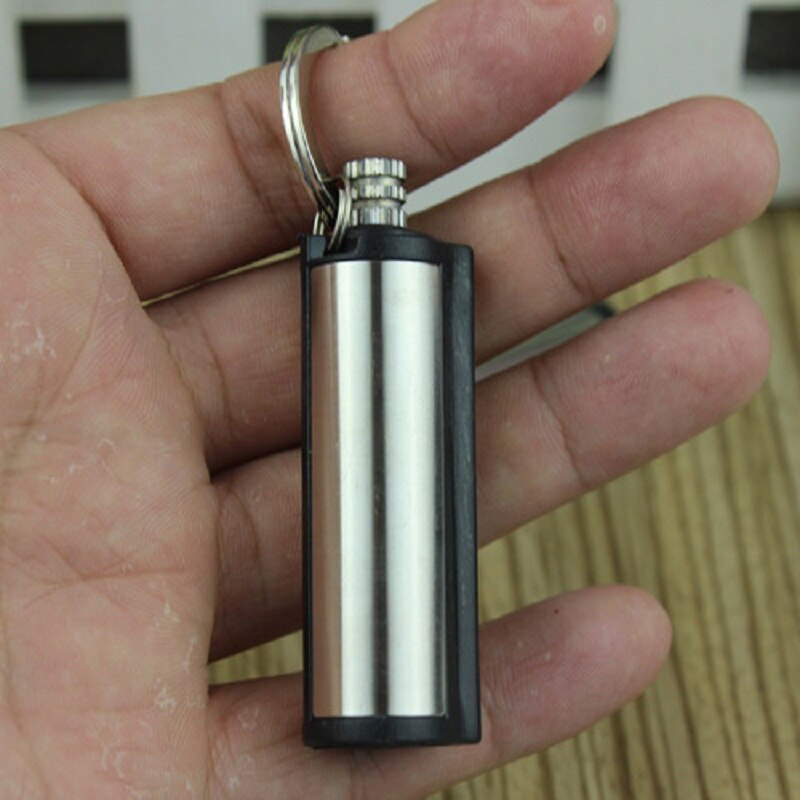 Permanent Match Striker rectangular Lighters with Key Chain Silver Worldwide Matchstick 1Pc