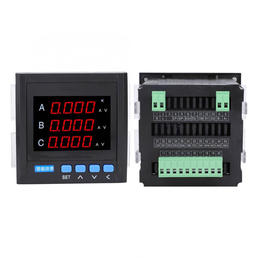 Digital Power Meter 3-Phase Multifunctional Segment LCD /LED Digital Electricity Volt Power Meter RS485 Communication 220V