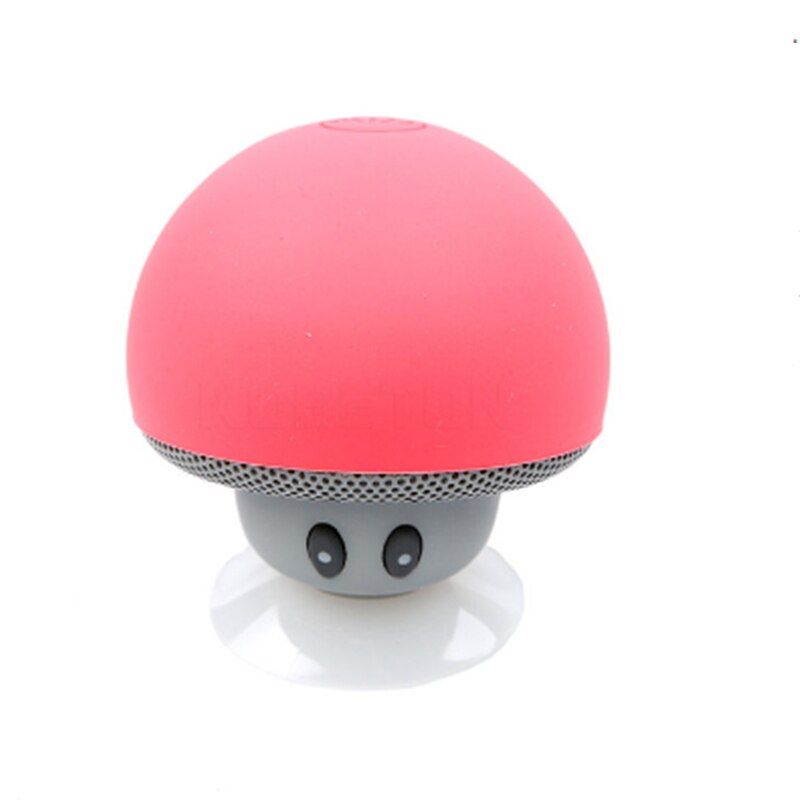 Mini mushroom speaker MP3 player cute cartoon cucktion cap audio outdoor portable peaker wireless bluetooth: Red