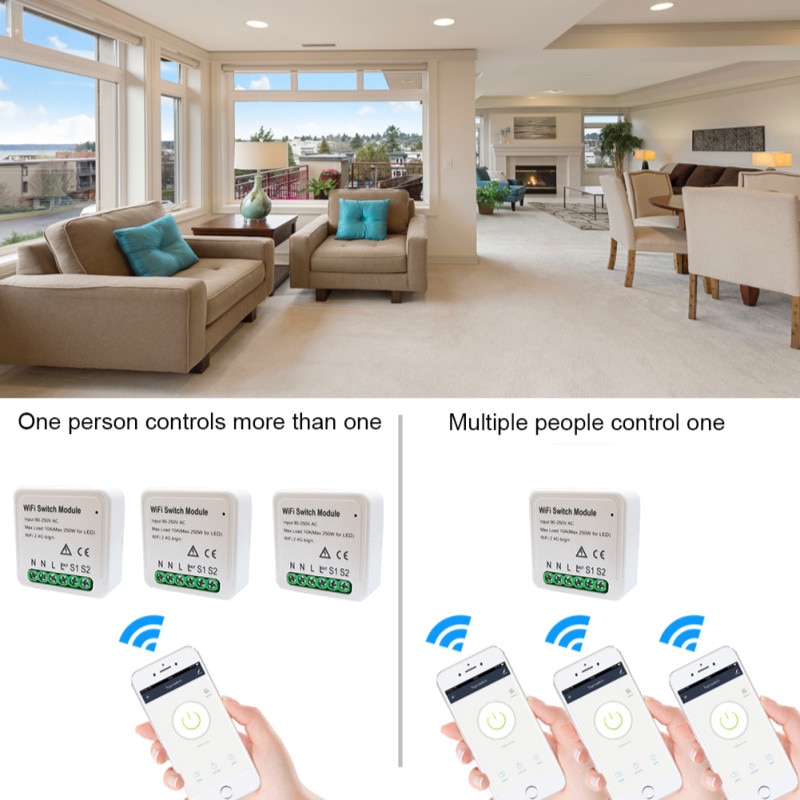 1/5 Pcs Smart Home Wifi Switch Relay Breaker Module Automation Smart Lighting Work With Tuya/Smart Life Google Home Alexa App