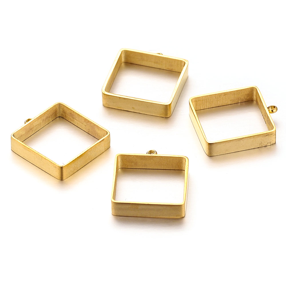 10 Uds. De marcos abiertos de acero inoxidable, colgantes de marco hueco, dijes para fundición de resina, moldes para joyería, collares, pendientes, suministros para hacer: Rojo