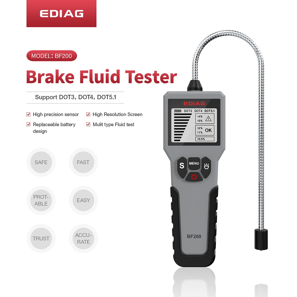 Digital Brake Fluid Tester BF200 for DOT3 DOT4 DOT5.1 Water Content Detector LED Display Car Accessories Oil Test Pen