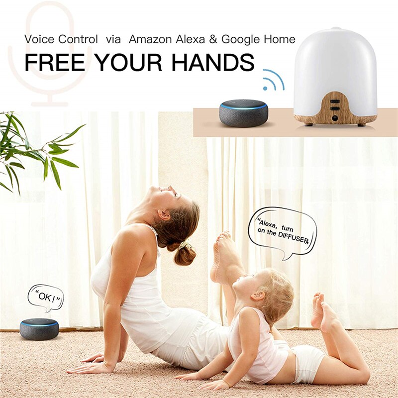 GX. diffusor WIFI Clever Aroma Diffusor APP Stimme Kontrolle Ätherisches Öl Diffusor Luftbefeuchter Kompatibel Mit Alexa & Google Hause