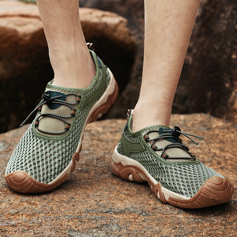 Letnie buty do wody odkryte buty sportowe na co dzień Mesh oddychające buty na plażę Upstream dla mężczyzn buty do wody elastyczna opaska solidna tenisówka