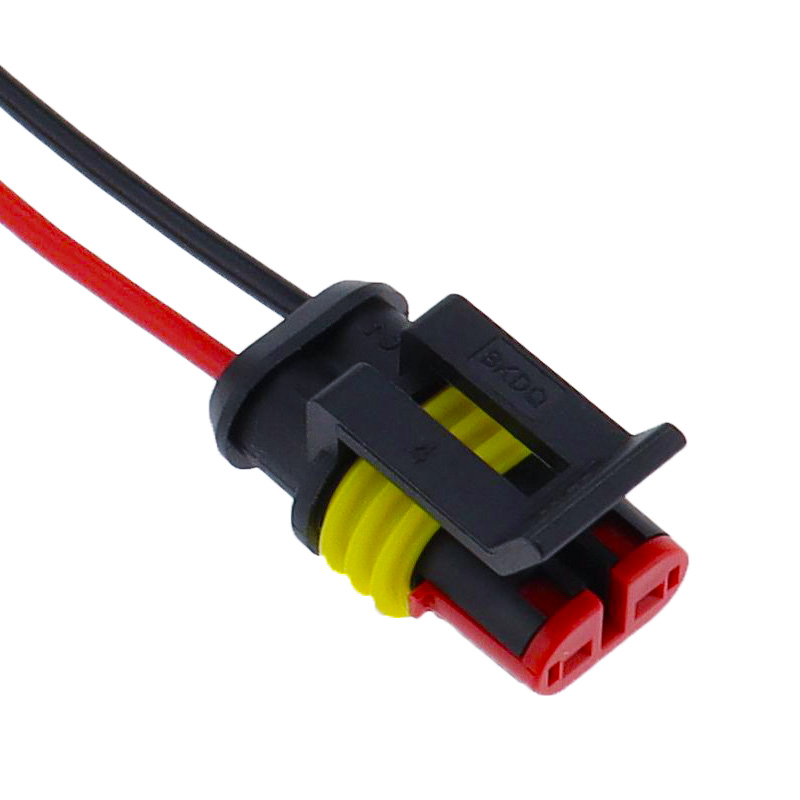 2-poliger, versiegelter, wasserdichter Steckverbinder-Steckersatz für elektrische Leitungen mit Kabel: Gelb