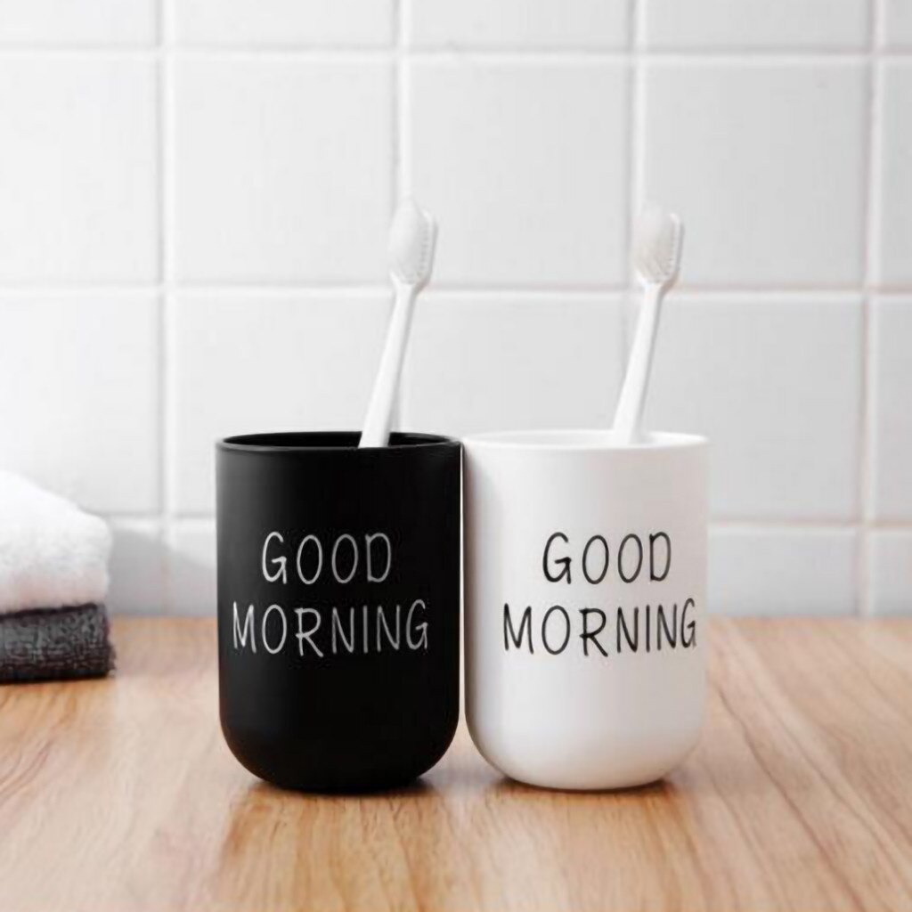 Simple Nordic Travel Portable Washing Cup Home Bathroom Couple Plastic Good Morning Toothbrush Holder Cup Storage Cup Accessorie