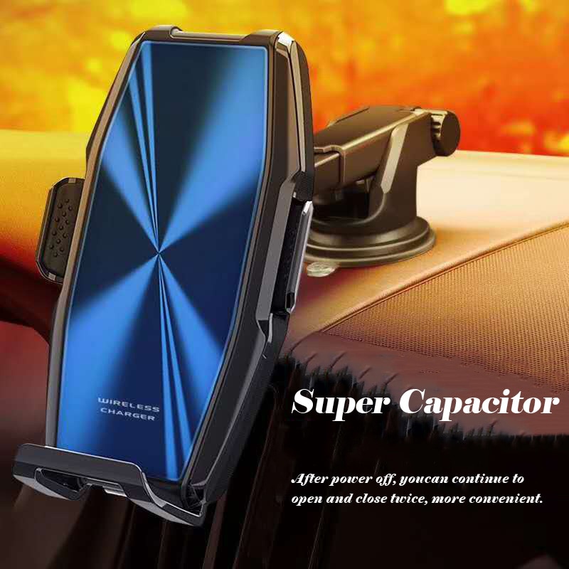 Cargador de teléfono inalámbrico para coche Qi de 15W, sujeción automática, soporte de teléfono de carga rápida para Huawei P30Pro, Xiaomi 10, iPhone 11, SamsungS10