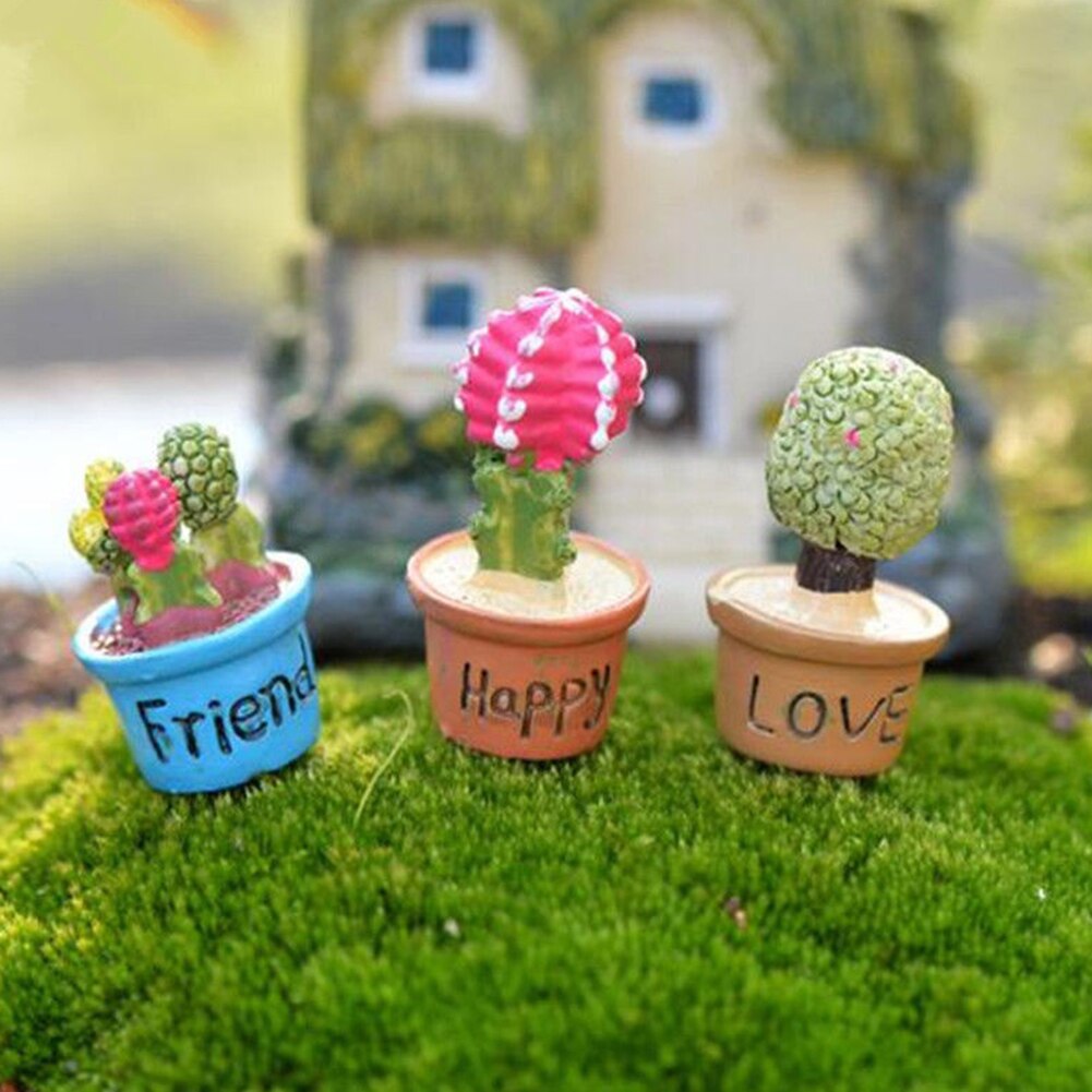 1pc søde små kunstige planter i harpiks i potte, blomst kaktus miniature dukkehus indretning gør det selv dekoration gård & have indretning