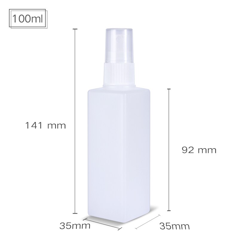 Umetass firkantet fin tåge sprayflaske 50ml 100ml pe plast kosmetikbeholdere tomme rejseflasker 1 stk.: 100ml gennemskinnelig