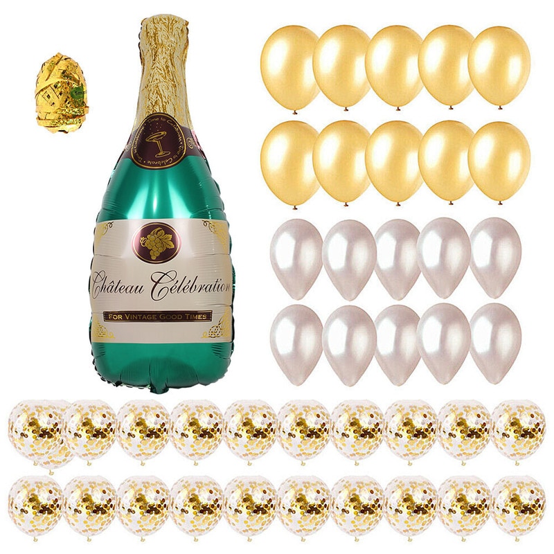 bouteille de champagne chaude coupe verre aluminium film ballon costume société cocktail fête anniversaire décoration célébrer une victoire