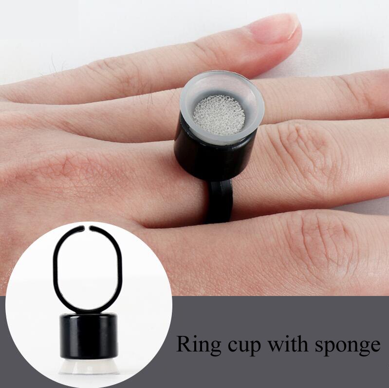 100pcs Wegwerp Tattoo Inkt Ring Kopjes met Spons Permanente Make-Up Wenkbrauw Accessoires Microblading Pigment Ring Caps Supplies