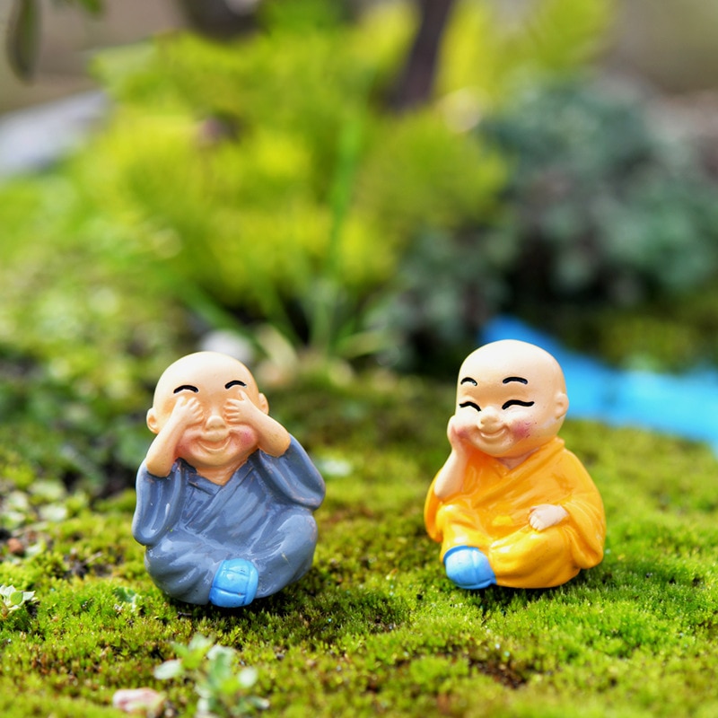 4pcs/Set Mini buddha Figurines Miniature For Home Bonsai Decoration Micro Landscape Decor