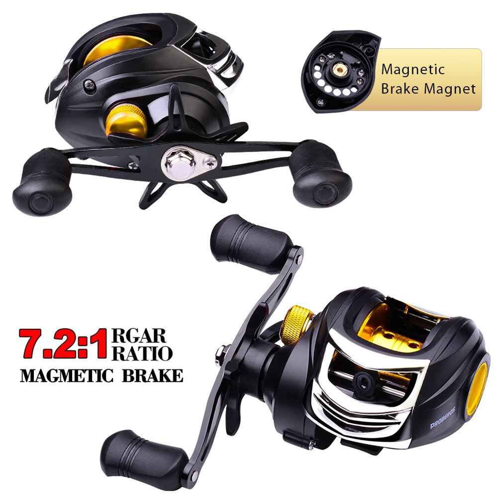 Moulinet de pêche 7.2:1 Baitcasting roue ligne bobine longue coulée moulinets pêche en eau douce attirail résistance à la Compression en plein air
