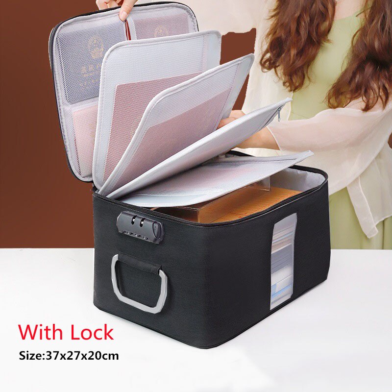 Bolsa de almacenamiento de documentos portátil para el hogar, maletín de oficina, Busines, viaje, accesorios de paquete de Material A4: B Black