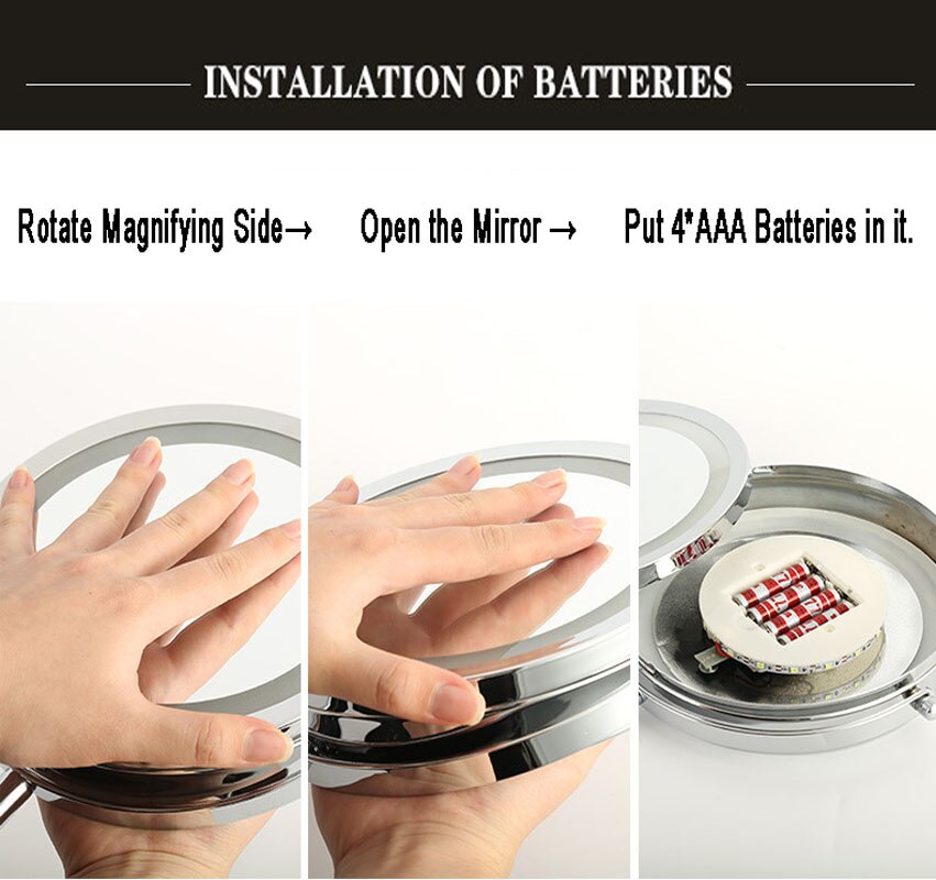 Bathroom Mirror, Wall Mounted Vanity Mirror with 10X Magnification, LED Touch Dimmer Vanity Mirror, Double Sided Cosmetic Mirror