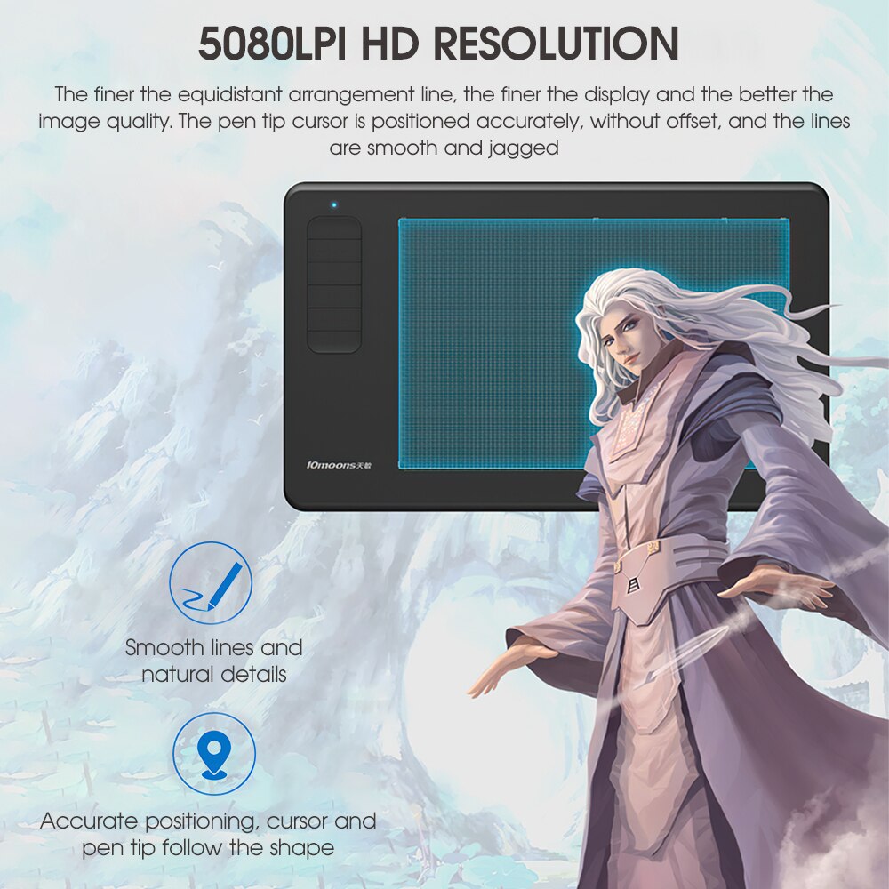 Graphics Tablet Digital Drawing Tablet for OSU &amp; Animation 8192 Levels Pressure Battery-Free Pen for Art Education Online Class