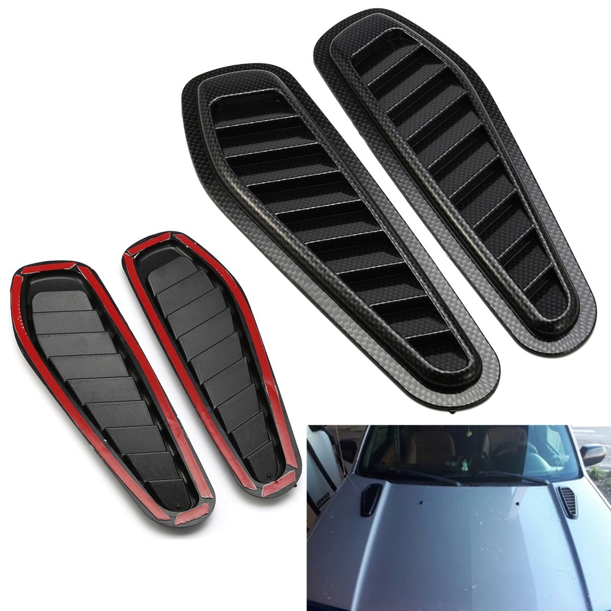 2 Stuks Black Carbon Fiber Look Decoratie Air Vent Universal Fit Voor De Meeste Auto 'S Installatie Plakband Base