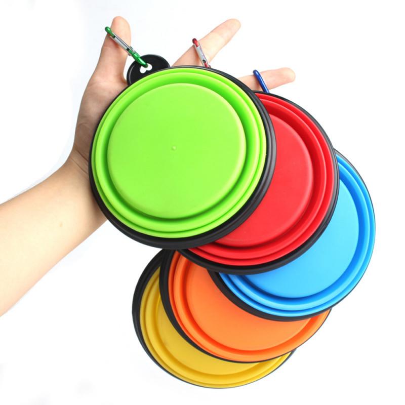 De Viaje de silicona plegable Bol para mascotas perro tazón plegable portátil Gato comida de perro alimentación de agua taza plato, suministros para mascotas