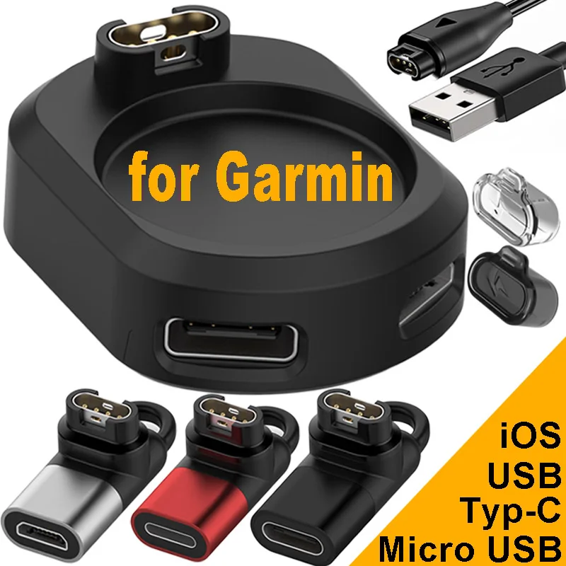 Horloge Oplader Plug Voor IOS Micro USB Type C Opladen Adapter Kabel Voor Garmin Horloge Fenix 8 7 S 6 5 7X6X Forerunner 955 935 255