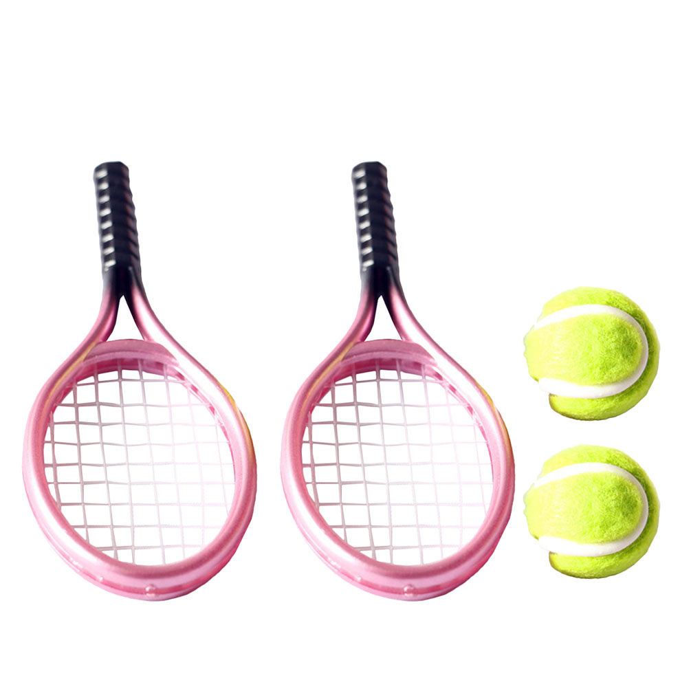 2 setzt puppenhaus-Tennis-dekoration Mini-Tennis-einstellen Mini-tennisschläger für beladen, zuhause, freundlicher