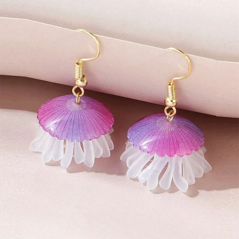 Pendientes colgantes de acrílico para niña, aretes llamativos de Medusa, cangrejo rosa, accesorios de , de cumpleaños