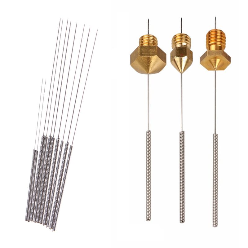 10 stücke 3D Drucker Düse Reinigung Nadeln Kit Edelstahl Reinigung Werkzeug