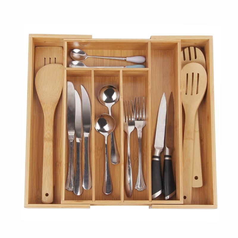 Bamboo Expandable Drawer Organizer Premium Cutlery And Utensil Spoon Cutlery Separation Oganizer Kitchen Drawer Divider Tray