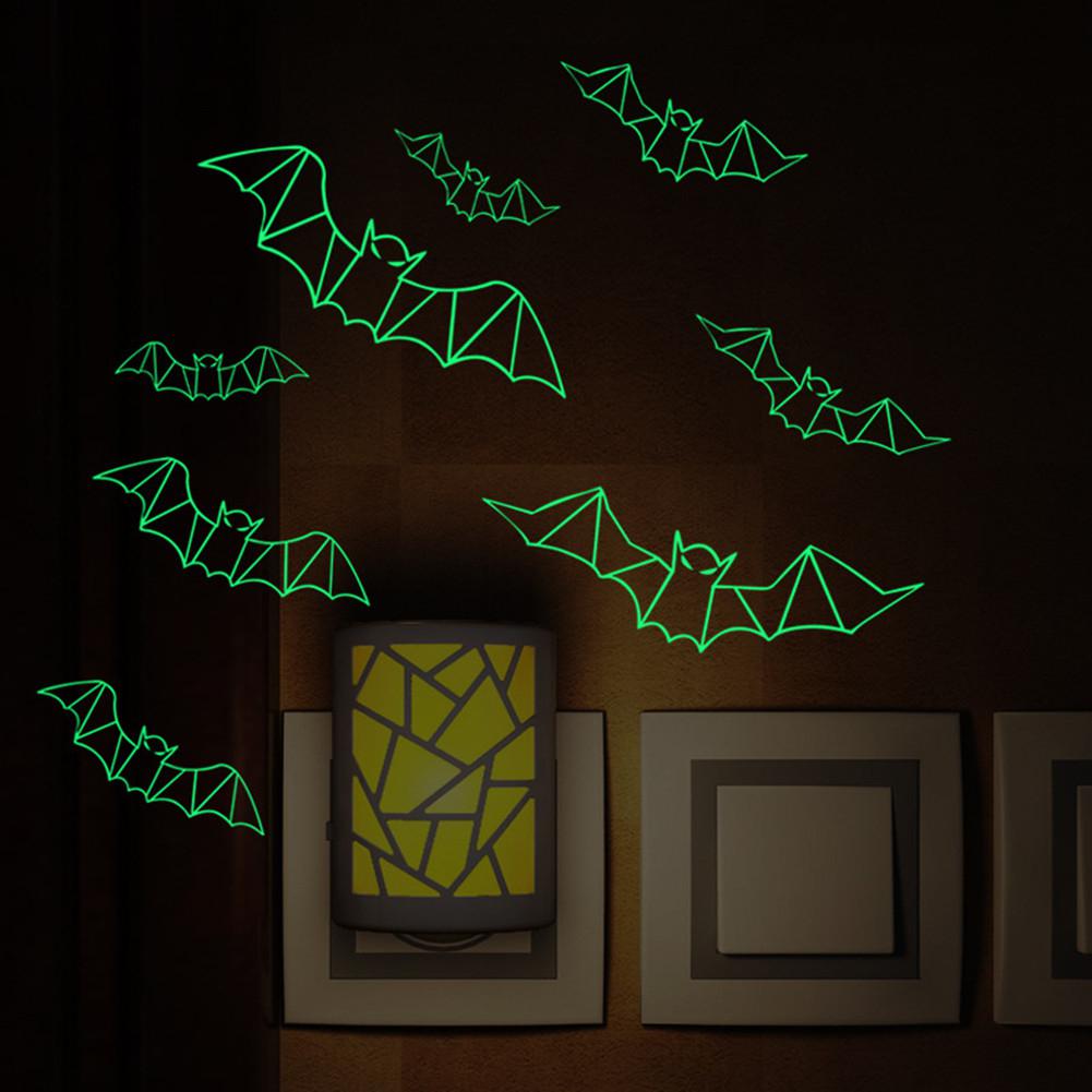 Asypets Halloween Muursticker 3D Vleermuis Patroon Glow In Dark Sticker Voor Party Decoratie Decal