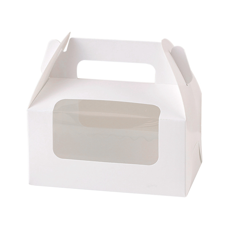 Y51A-Scatola per torte con finestra bianca, animale domestico trasparente, utilizzata per rotoli di torta, dolci e spuntino, imballaggi portatili.