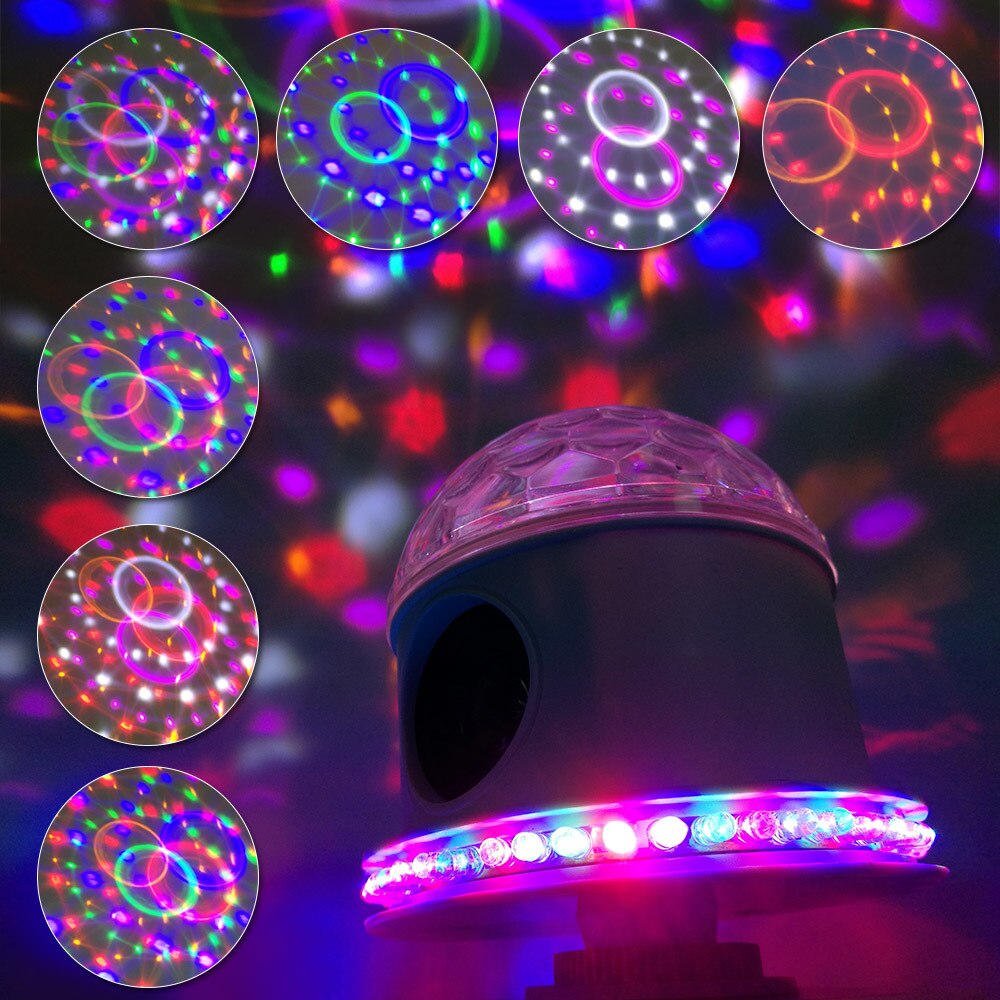Mini Haut-Parleur Bluetooth Lumière DE Scène RVB Activé Automatique Magique Rotative Boule Disco DJ Lumière LED L'éclairage D'effet D'étape Six Modes