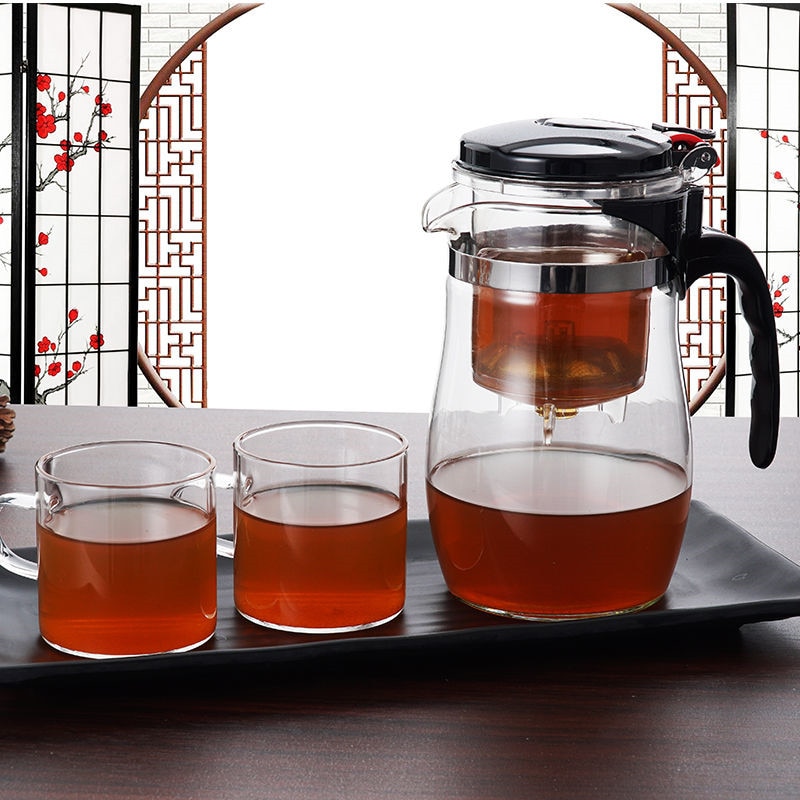 Hittebestendige Glas Thee Zetgroep Tea Pot Chinese Kung Fu Thee Set Puer Waterkoker Koffie Glas Maker Handig Kantoor Thee sets