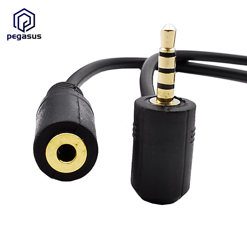 DC 2.5mm 4Pole Male to Female Jack Stereo Audio Adapter MF Gold Cable 20cm