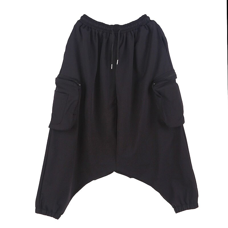 Mannelijke Japan Streetwear Hip Hop Punk Gothic Harem Broek Mannen Oversize Donkere Zwarte Laag Kruis Kruis Broek Joggers Joggingbroek: Default Title