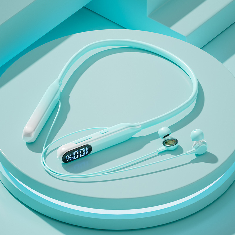 Xiaomi 5.4 LED Display Stereo Wireless Earphones Gaming Headphones Sports Waterproof Hanging Neck Headphones Headset: Blue