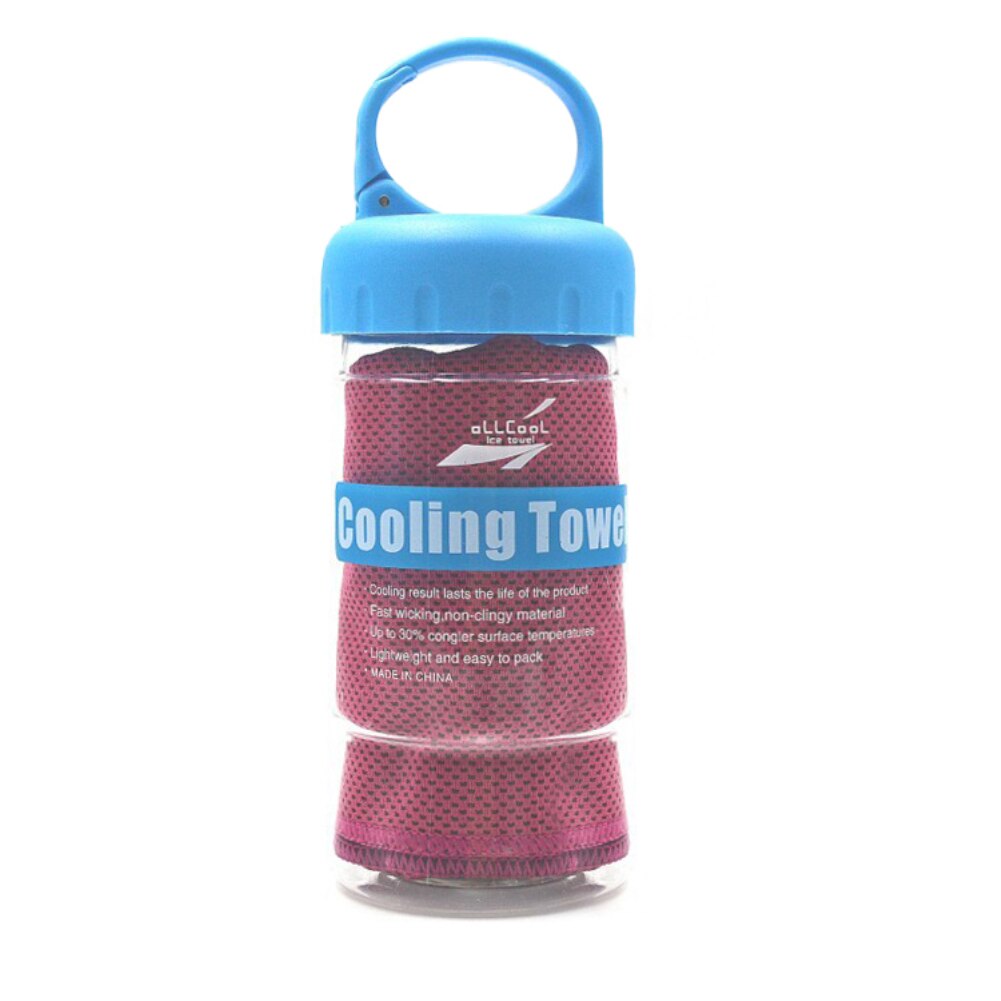Serviette refroidissante instantanée chaude glace | Avec bouteille, serviette pour cyclisme, Jogging, sport de plein air, soulagement de la chaleur, serviette fraîche réutilisable: Rose Red