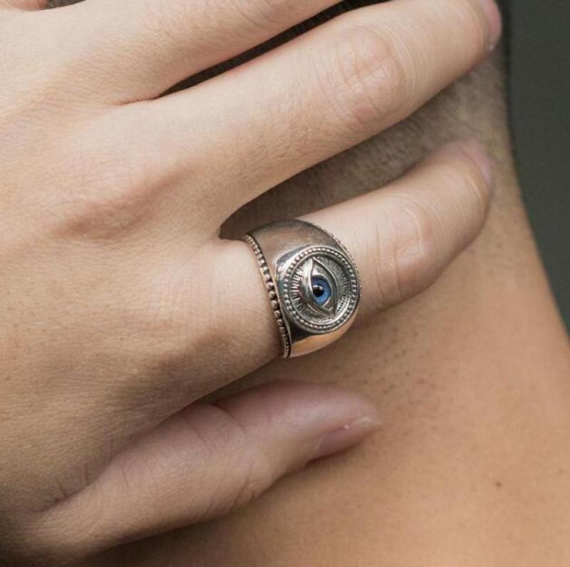 Anillo de dedo índice de ojo de demonio para hombre, joyería de , Hip Hop, gótico, Punk,