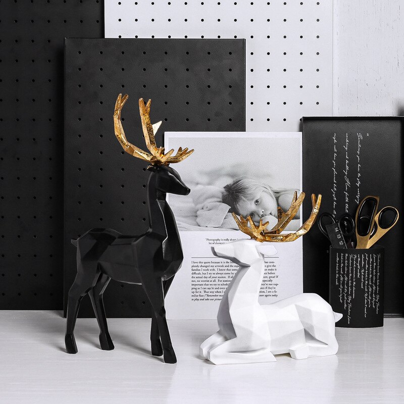 WINOMO 2 Stück Hirsch-Figuren – Miniatur-Rentiere Aus Kunstharz, Deko Für Weihnachten