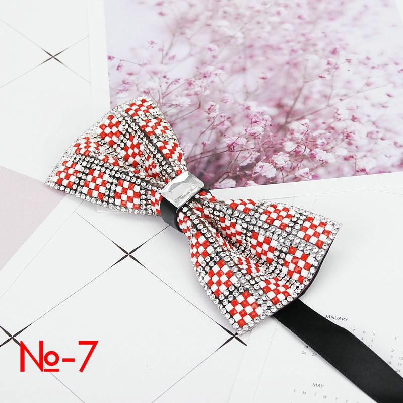Nœud papillon rayé en diamant Pu pour hommes, accessoire de luxe, Super Cool, avec strass, pour mariage: 7