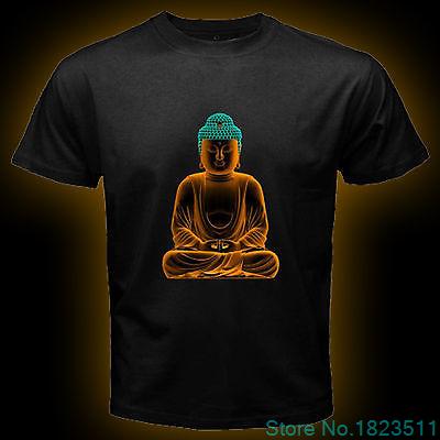 Boeddha Budha Boeddhistische Karma Vrede Mannen Zwarte T-shirt Korte Mouw Tee Maat S-3XL 100% Katoen: M