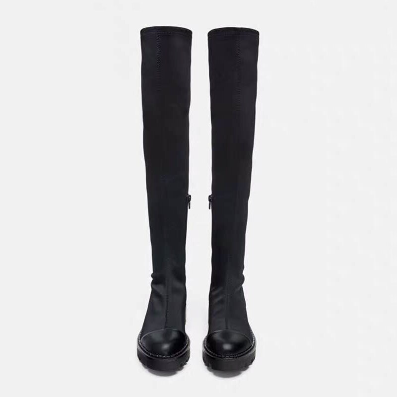 Slim Stretch Lycra Knie Hoge Laarzen Platform Winter Laarzen Vrouwen Lange Laarzen Winter Schoenen Vrouwen Sok Laarzen Over De Knie laarzen