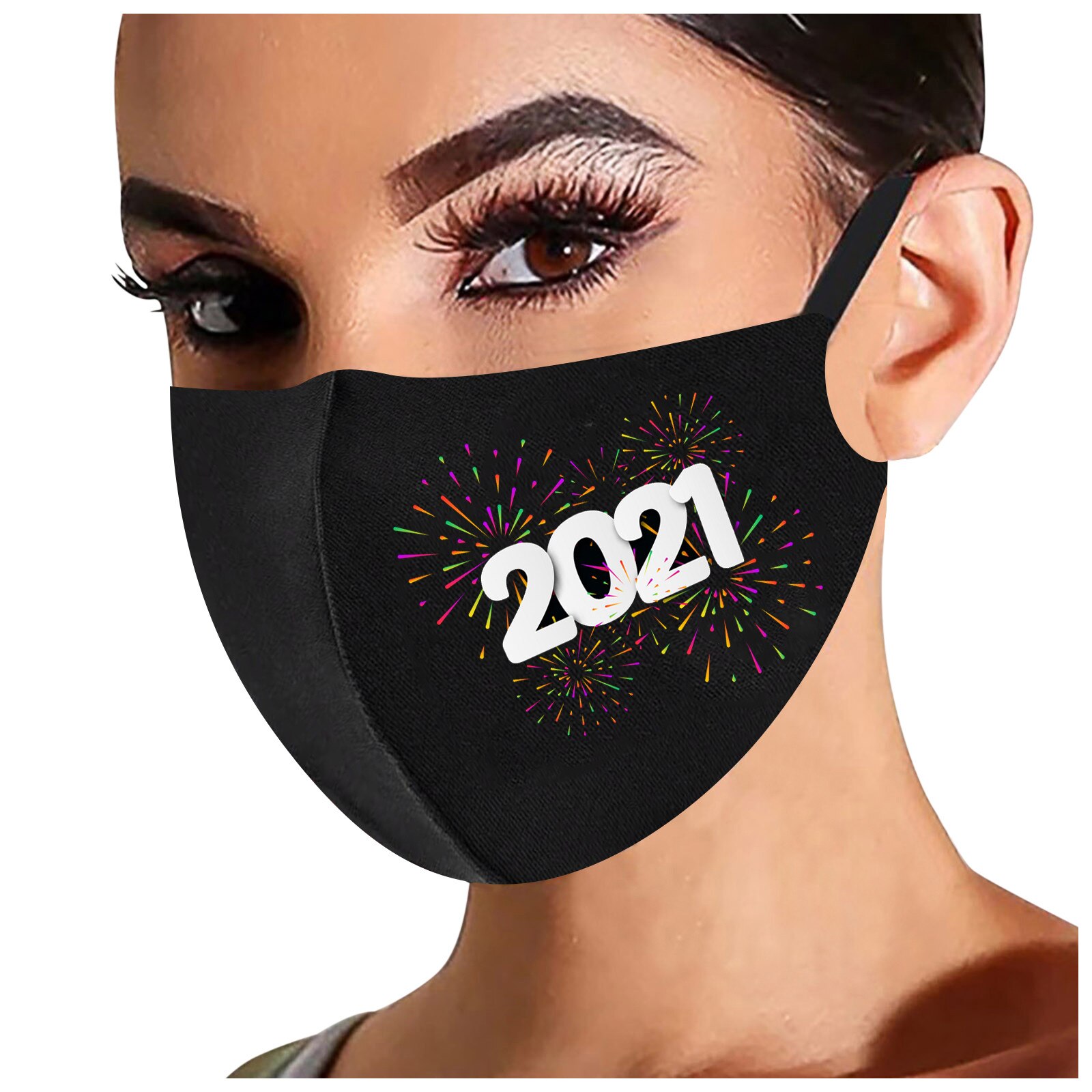 1/5Pcs Christmas Ski Fasemask Adults Print Cotton Washable Mascarillas Reusable Navidad Breathable Masque Bandana: A 1Pc Mask